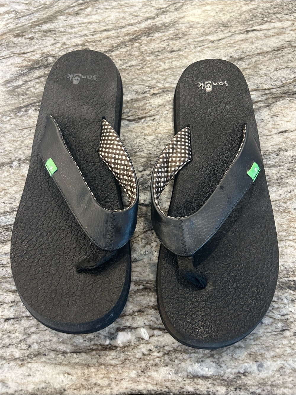 Sanuk Black Flip Flop Sandals